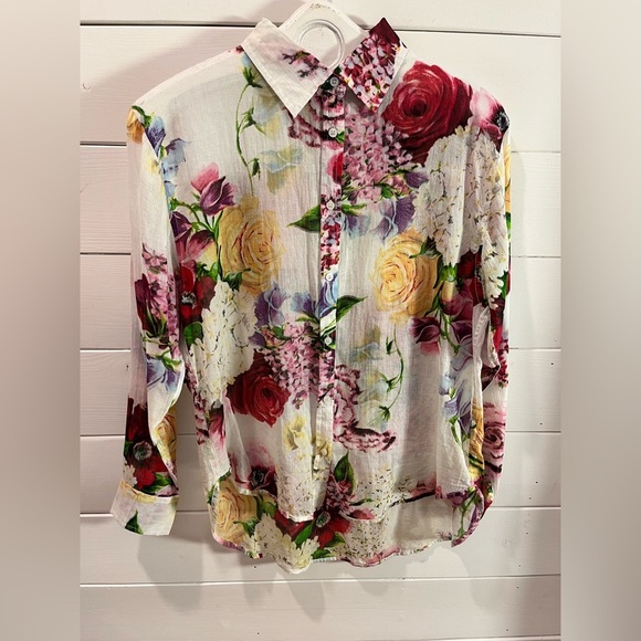 🌺 MAGAZINE – Size S – Floral cotton shirt - Picture 1 of 8